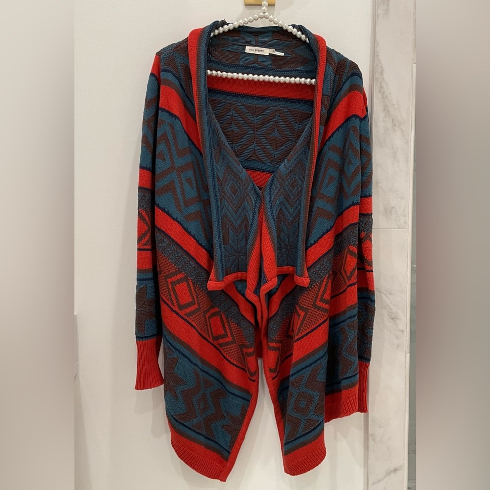 🔴BLU PEPPER TRIBAL OPEN FRONT SWEATER CARDIGAN🔴
